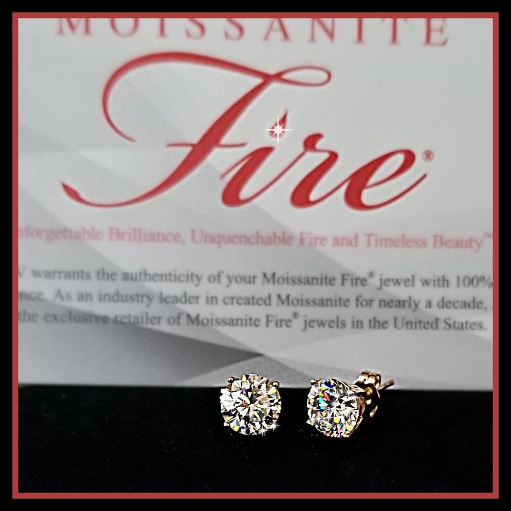 🌟2CTTW NEW AUTH MOISSANITE STUDS 14KT OVER S/S🗝